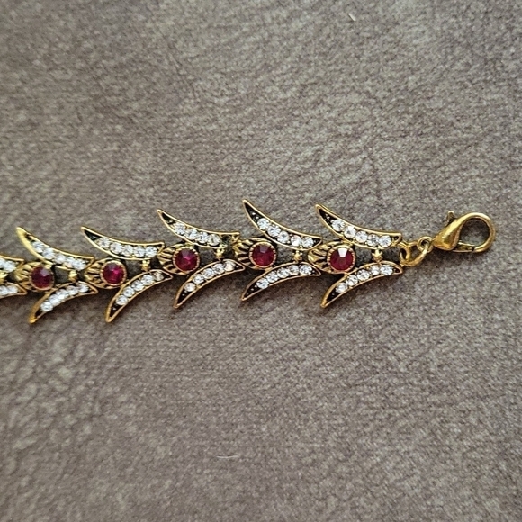 Antique Art Nouveau Crystal Fishtail Tennis Bracelet - Picture 5 of 11